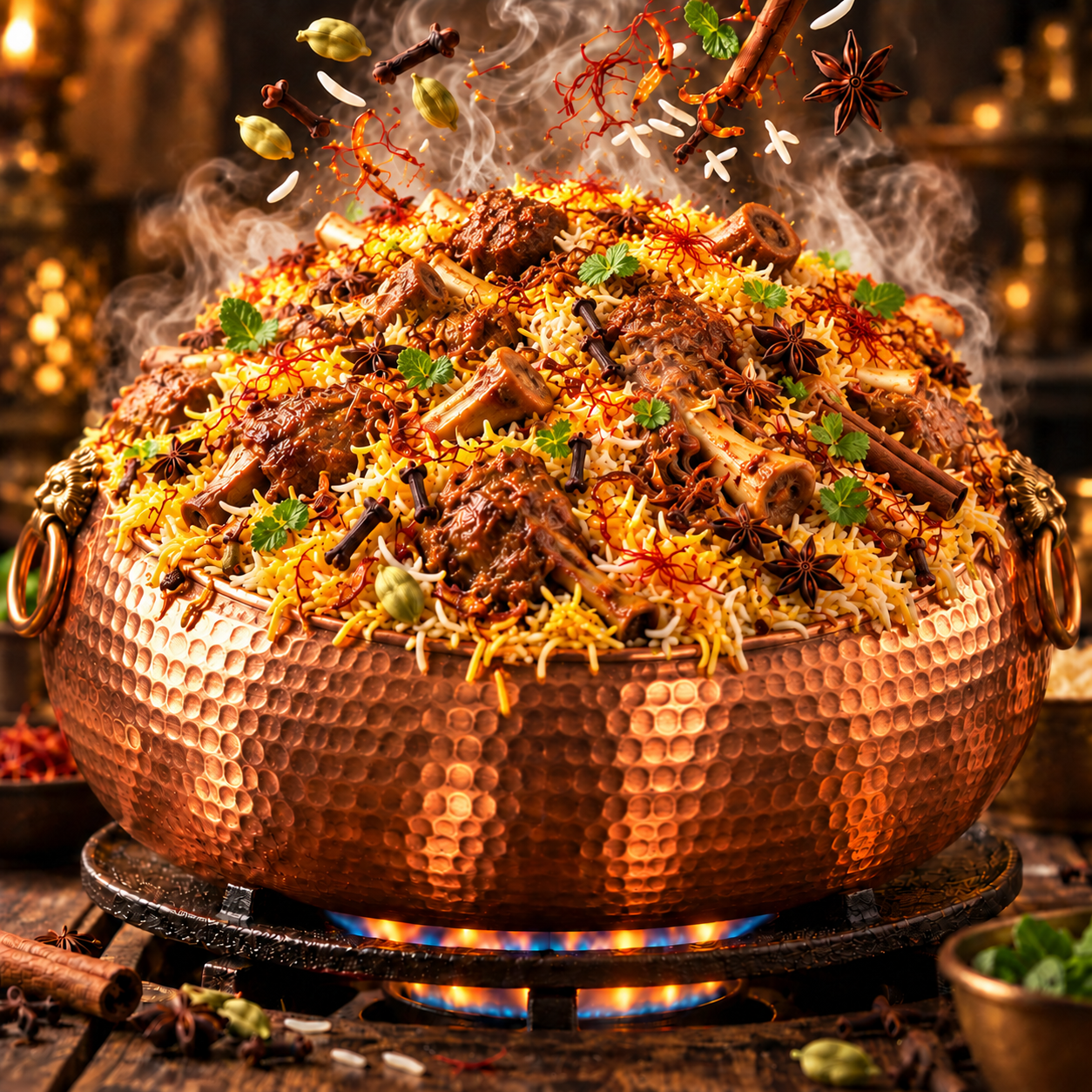 OG Hybrid chicken dum biryani with fragrant rice and golden potatoes